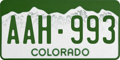 CO license plate AAH993