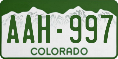 CO license plate AAH997