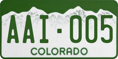 CO license plate AAI005