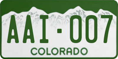 CO license plate AAI007