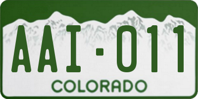 CO license plate AAI011
