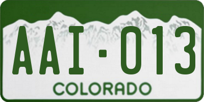 CO license plate AAI013
