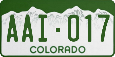 CO license plate AAI017