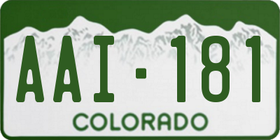 CO license plate AAI181