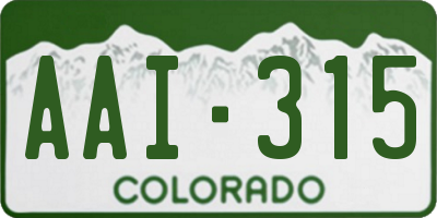 CO license plate AAI315