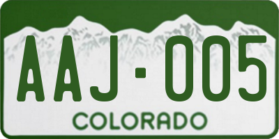 CO license plate AAJ005