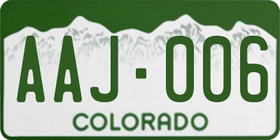 CO license plate AAJ006