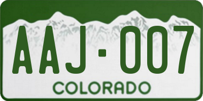 CO license plate AAJ007