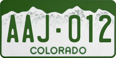 CO license plate AAJ012