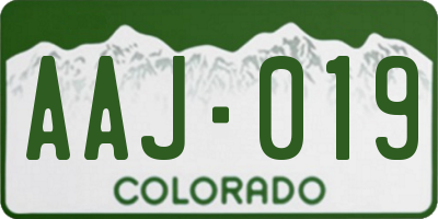 CO license plate AAJ019