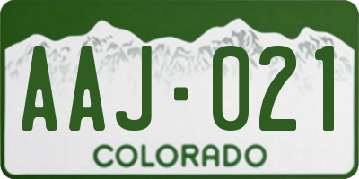 CO license plate AAJ021