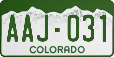 CO license plate AAJ031