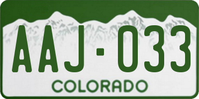 CO license plate AAJ033