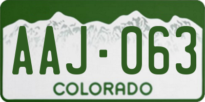 CO license plate AAJ063