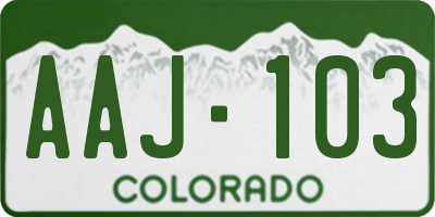 CO license plate AAJ103