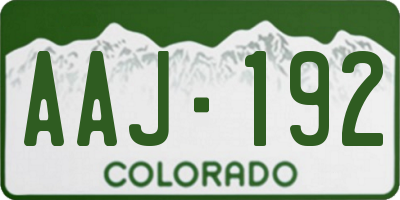 CO license plate AAJ192
