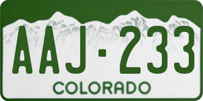 CO license plate AAJ233