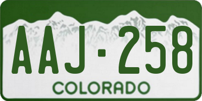 CO license plate AAJ258