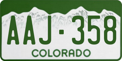CO license plate AAJ358