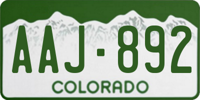 CO license plate AAJ892