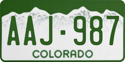 CO license plate AAJ987