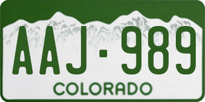 CO license plate AAJ989