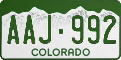 CO license plate AAJ992