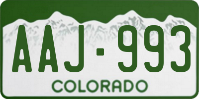 CO license plate AAJ993