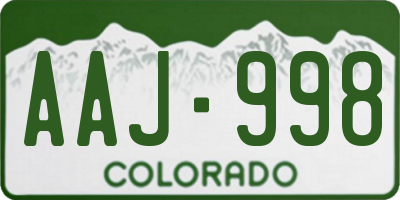 CO license plate AAJ998