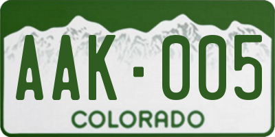 CO license plate AAK005
