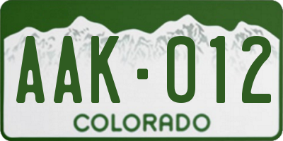 CO license plate AAK012