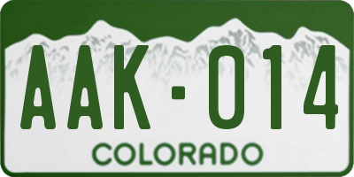 CO license plate AAK014