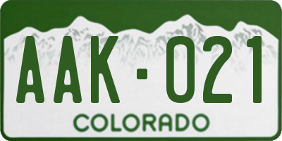 CO license plate AAK021