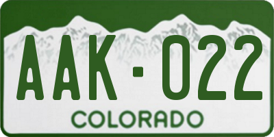 CO license plate AAK022