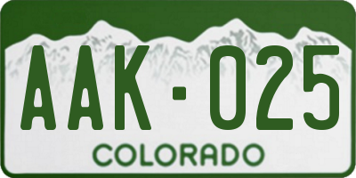 CO license plate AAK025