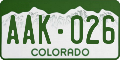 CO license plate AAK026