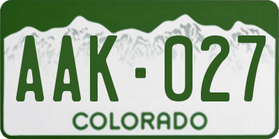 CO license plate AAK027