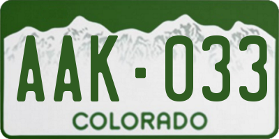 CO license plate AAK033
