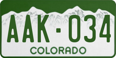 CO license plate AAK034