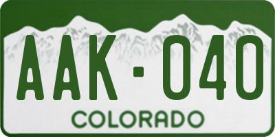 CO license plate AAK040