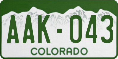 CO license plate AAK043