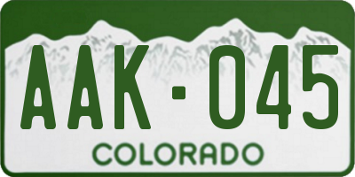 CO license plate AAK045