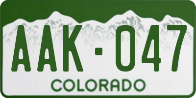 CO license plate AAK047