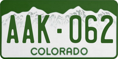 CO license plate AAK062