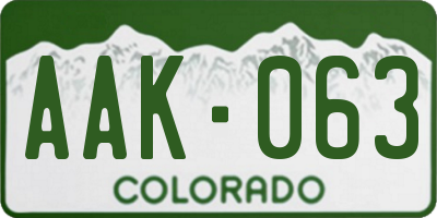 CO license plate AAK063