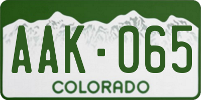 CO license plate AAK065