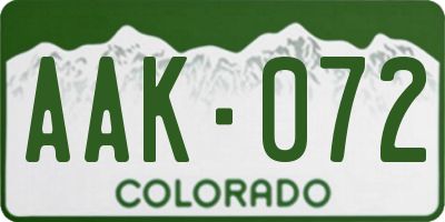 CO license plate AAK072