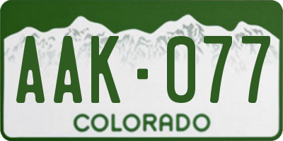 CO license plate AAK077