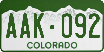 CO license plate AAK092