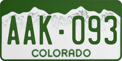 CO license plate AAK093